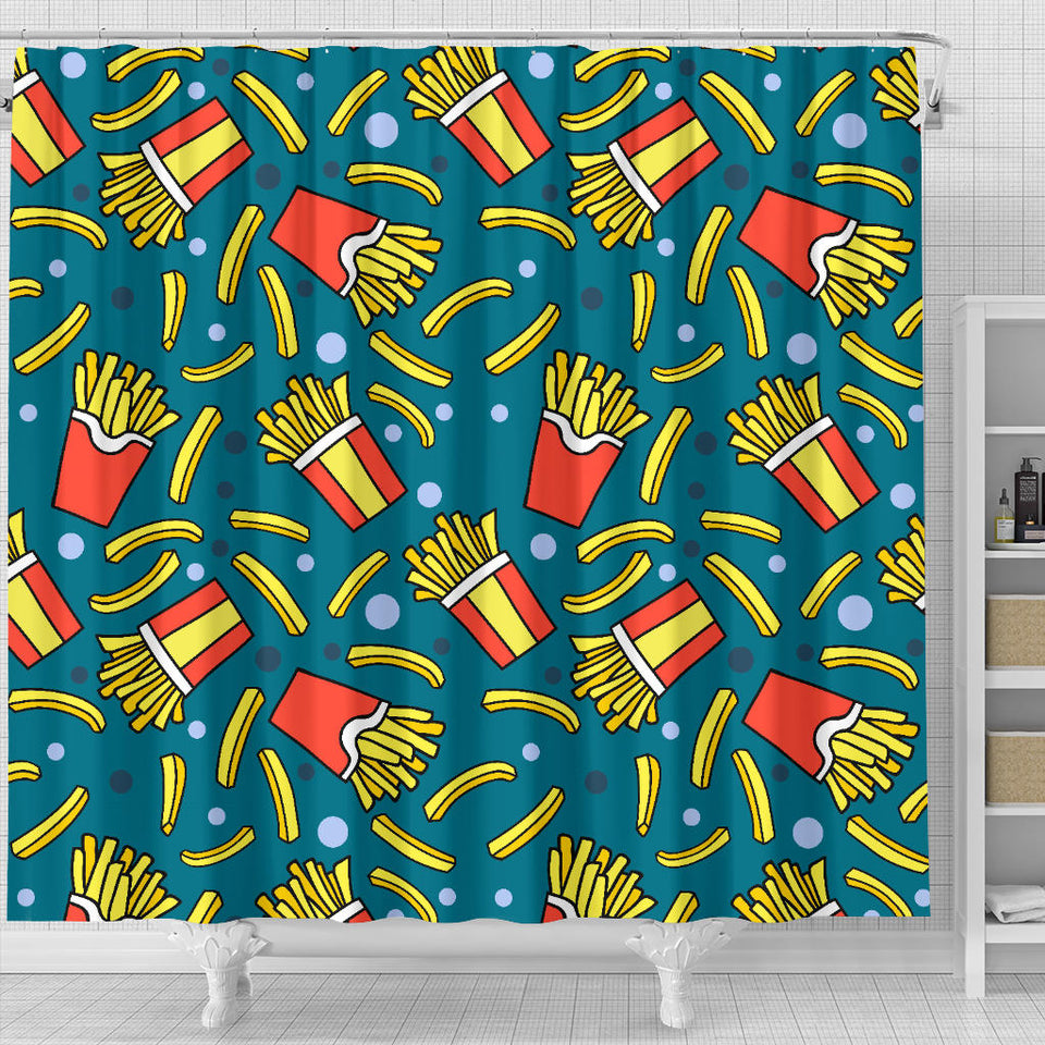 French Fries Red Paper Box Pattern Shower Curtain Fulfilled In US