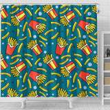 French Fries Red Paper Box Pattern Shower Curtain Fulfilled In US