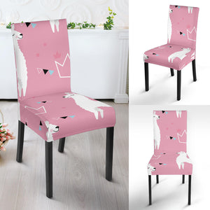 Llama Alpaca Pink Background Dining Chair Slipcover