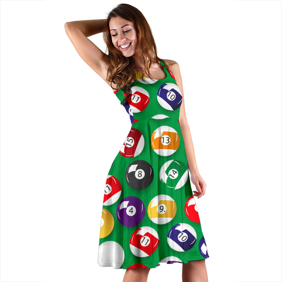Billiard Ball Pattern Print Design 02 Sleeveless Midi Dress
