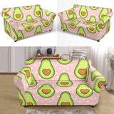 Avocado Heart Pink Background Loveseat Couch Slipcover