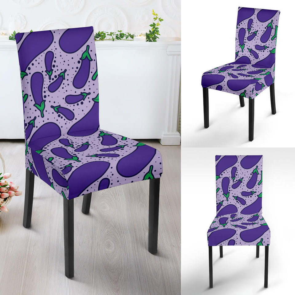 Eggplant Pattern Print Design 03 Dining Chair Slipcover