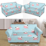 Cute Cow Flower Pattern Loveseat Couch Slipcover