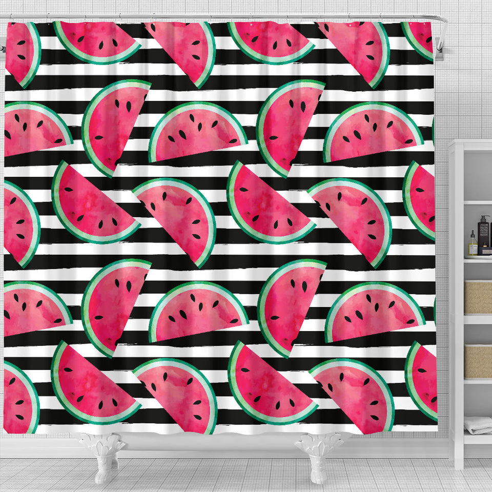 Watercolor Paint Textured Watermelon Pieces Shower Curtain Fulfilled In US