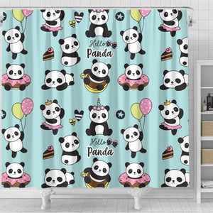 Cute Baby Panda Pattern Shower Curtain Fulfilled In US
