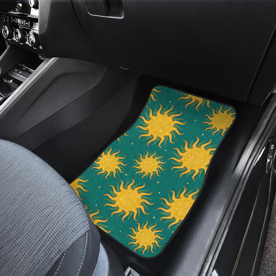 Sun Green Background Front And Back Car Mats