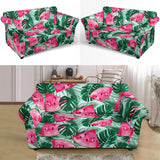 Watermelons Tropical Palm Leaves Pattern Loveseat Couch Slipcover
