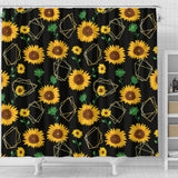 Sunflower Golden Polygonal Shapes Shower Curtain Fulfilled In US