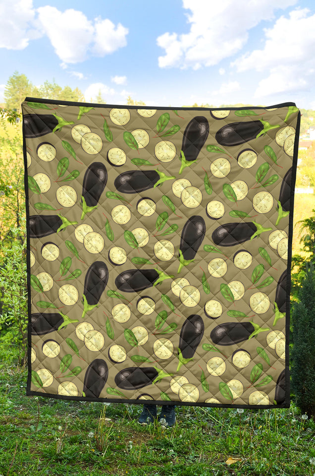 Eggplant Pattern Print Design 02 Premium Quilt