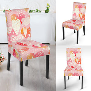 Hand Drawn Heart Design Pattern Dining Chair Slipcover