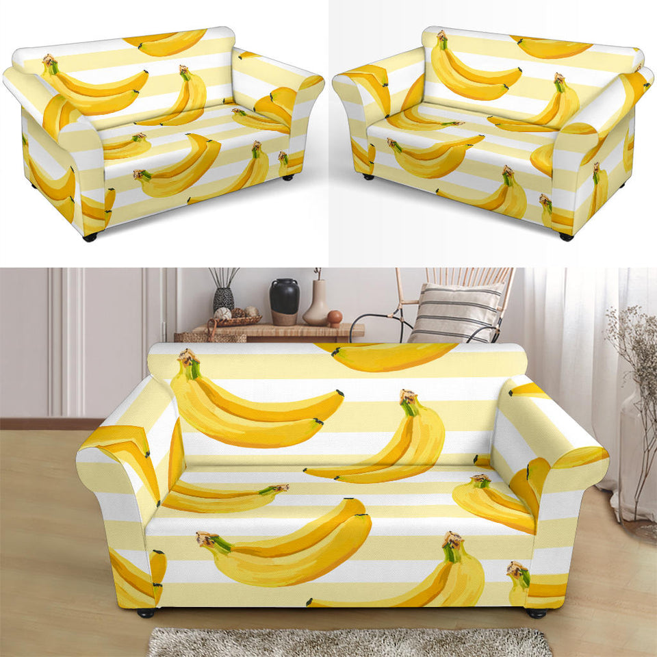 Banana Pattern Blackground Loveseat Couch Slipcover