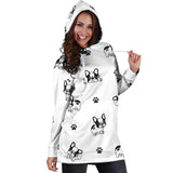 Cute French Bulldog Paw Pattern Women'S Hoodie Dress