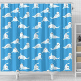 Cute Sea Lion Seal Pattern Background Shower Curtain Fulfilled In US