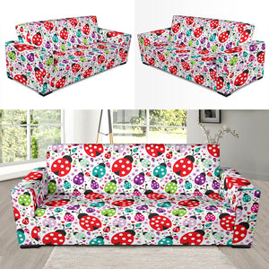 Ladybug Pattern Print Design 04 Sofa Slipcover