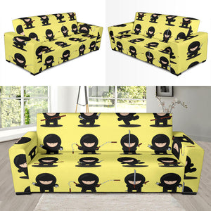 Cute Ninja Yellow Background Sofa Slipcover