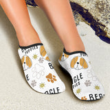 Cute Beagle Dog Pattern Background Aqua Shoes