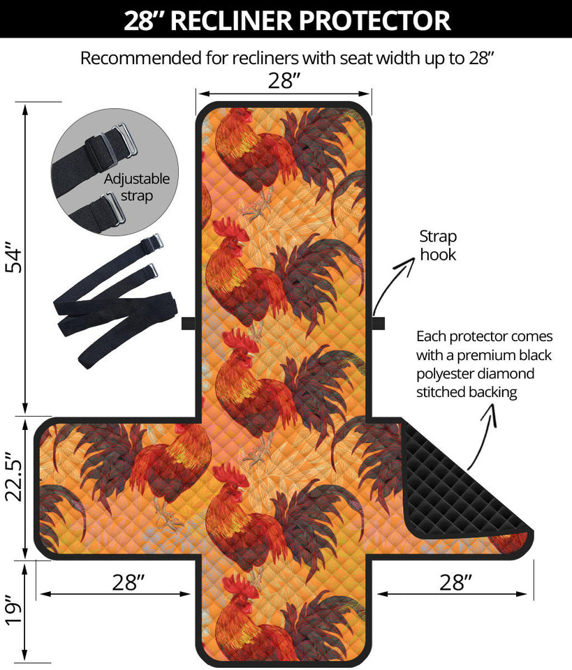 red rooster chicken cock pattern Recliner Cover Protector