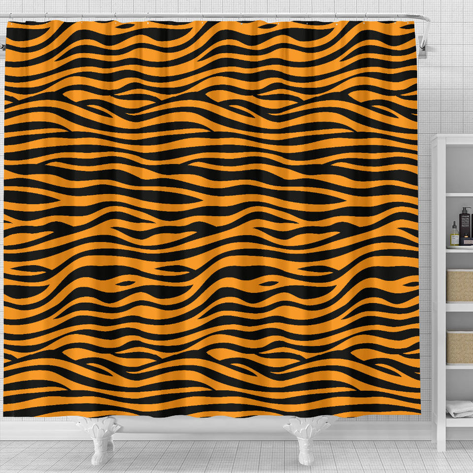 Bengal Tigers Skin Print Pattern Background Shower Curtain Fulfilled In US