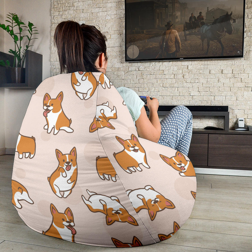 Cute Corgis Pattern Pink Background Bean Bag Cover