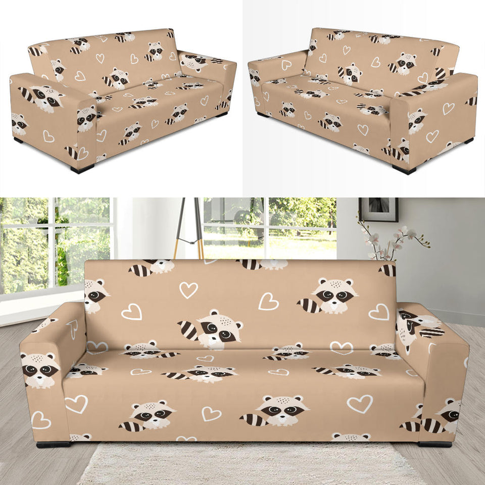 Cute Raccoon Heart Pattern Sofa Slipcover