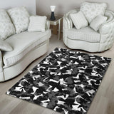 Crow Illustration Pattern Area Rug