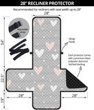 Heart pattern gray background Recliner Cover Protector