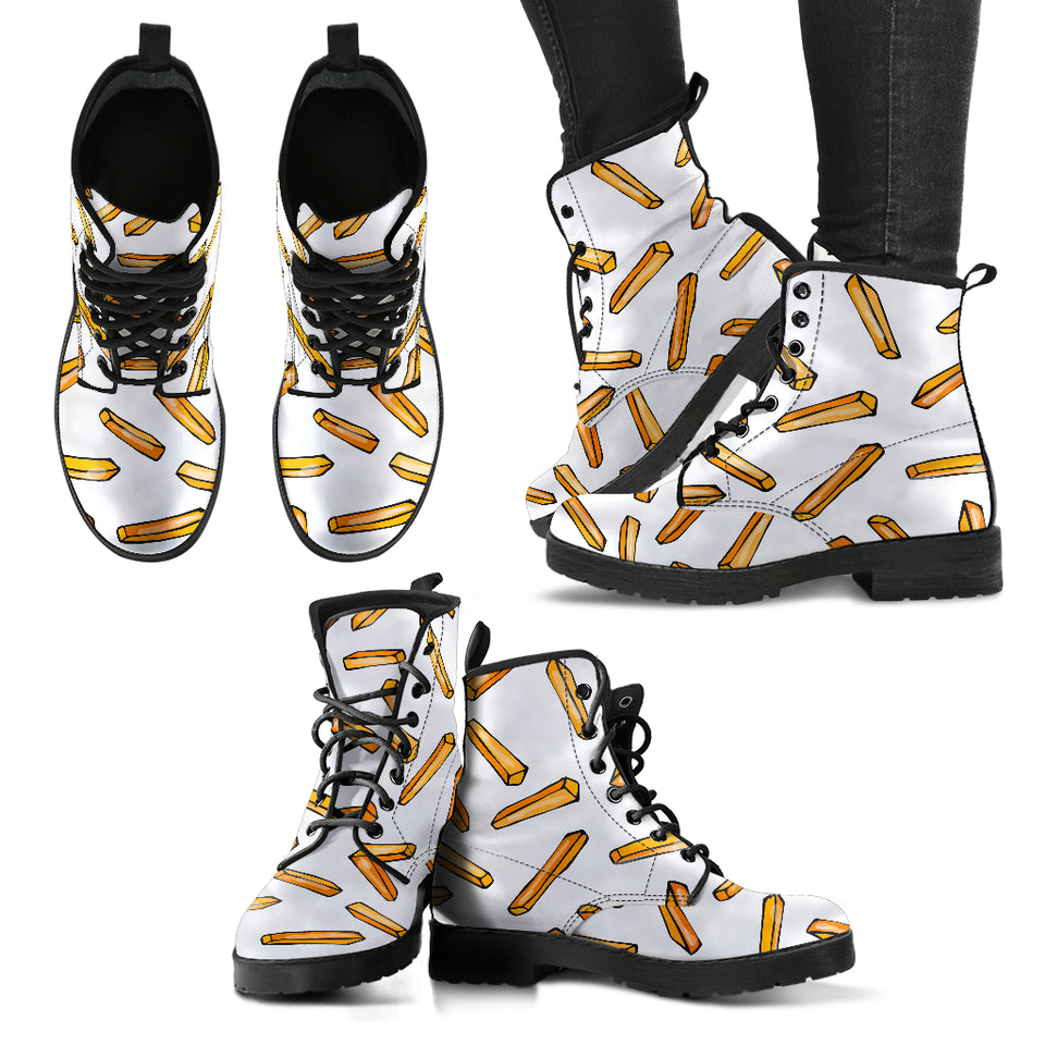 French Fries Potato Pattern Leather Boots