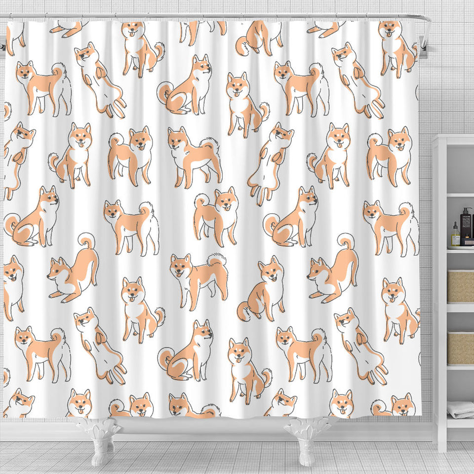 Shiba Inu Dog Pattern Shower Curtain Fulfilled In US