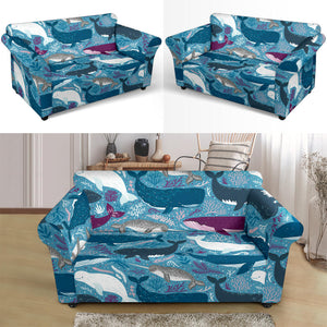 Whale Design Pattern Loveseat Couch Slipcover