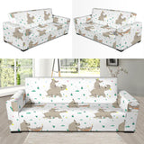 Cute Rhino Pattern Background Sofa Slipcover
