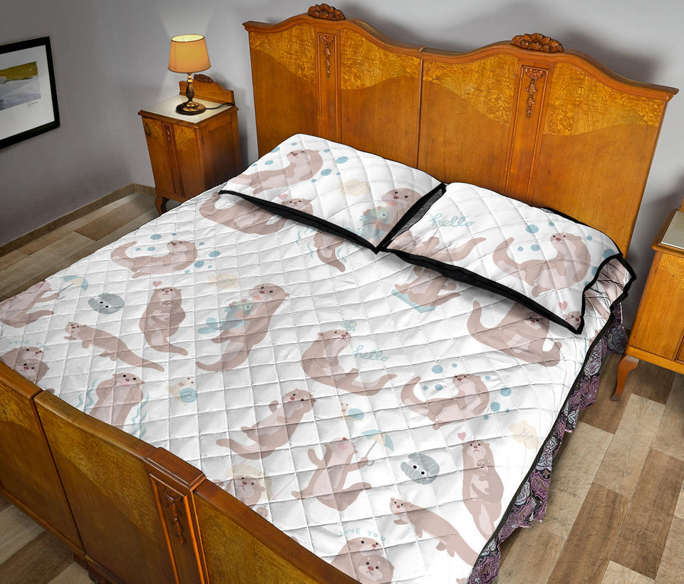 Cute sea otters pattern Quilt Bed Set