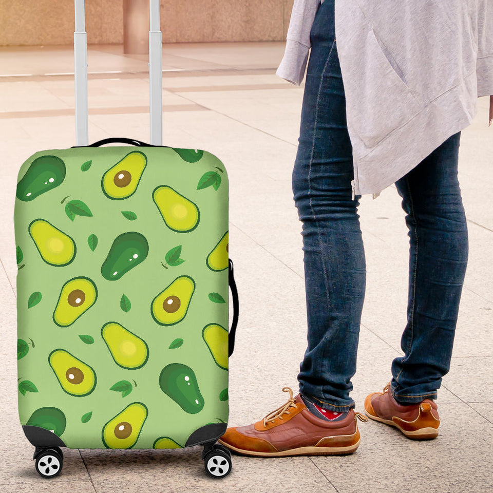 Avocado Pattern Green Background Luggage Covers