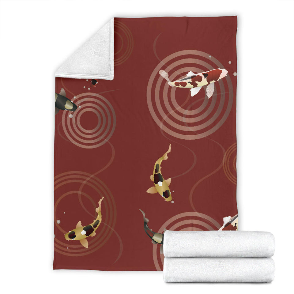 Koi Fish Carp Fish Red Background Premium Blanket
