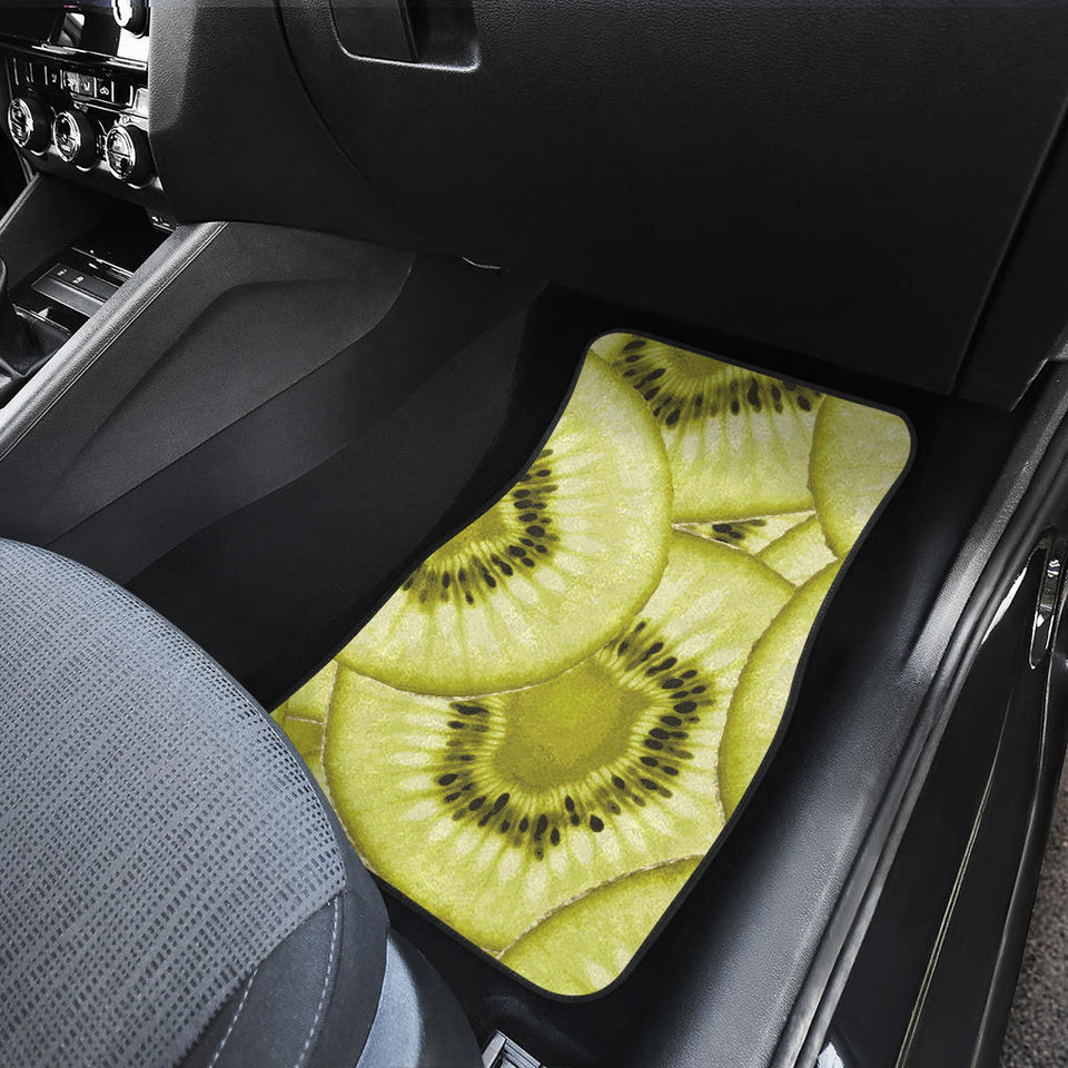 Sliced Kiwi Pattern Front And Back Car Mats