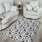 Crow Dark Floral Pattern Area Rug