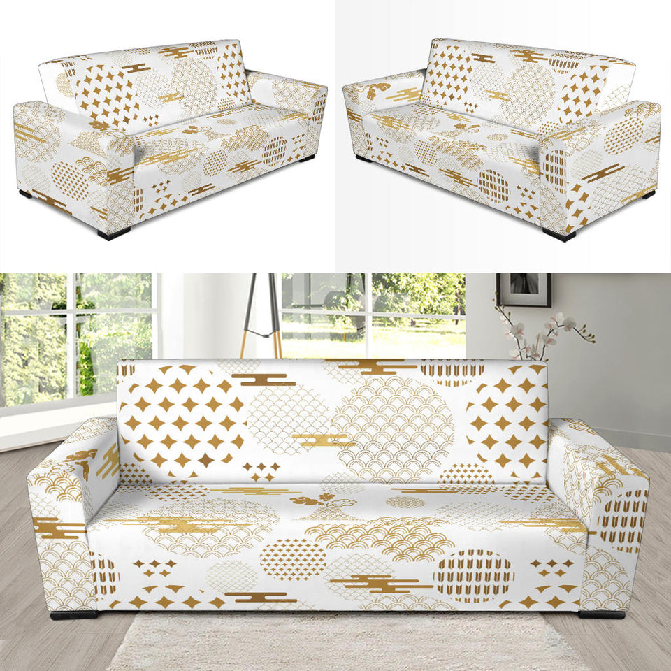 Beautiful Gold Japanese Pattern Sofa Slipcover