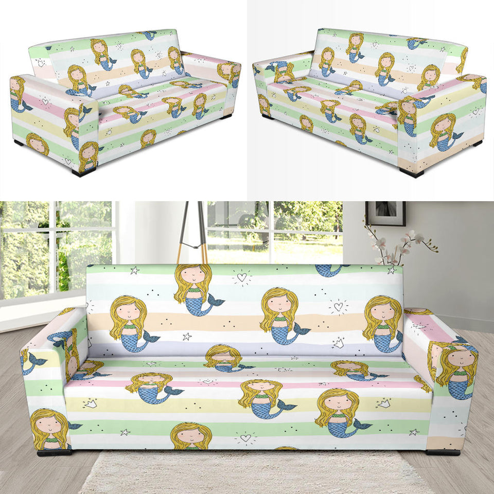 Cute Hand Drawn Mermaid Sofa Slipcover