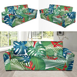 Heliconia Palm And Monstera  Leaves Pattern Sofa Slipcover