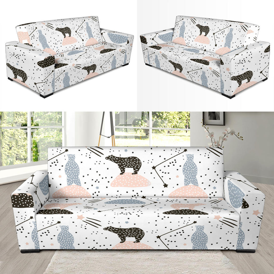 Polar Bears Star Poka Dot Pattern Sofa Slipcover