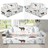Polar Bears Star Poka Dot Pattern Sofa Slipcover