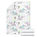 Cute Elephant Mouse Pattern Premium Blanket