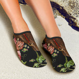 Horse Head Wild Roses Pattern Aqua Shoes