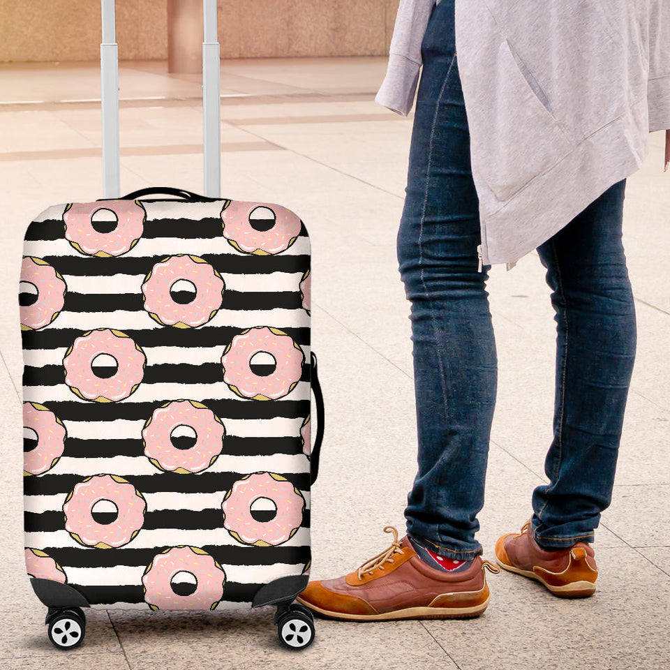 Donuts Pink Icing Striped Pattern Luggage Covers