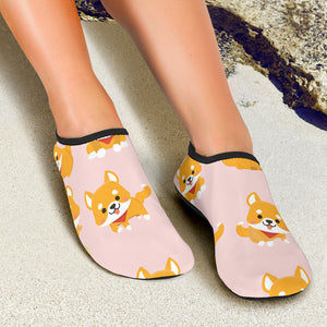 Cute Shiba Inu Dog Pattern  Aqua Shoes