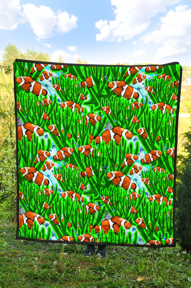 Clown Fish Pattern Print Design 01 Premium Quilt