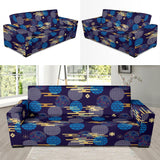 Blue Japanese Pattern Cloud Wave Flower Sofa Slipcover