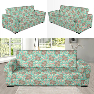Hippopotamus Pattern Print Design 02 Sofa Slipcover