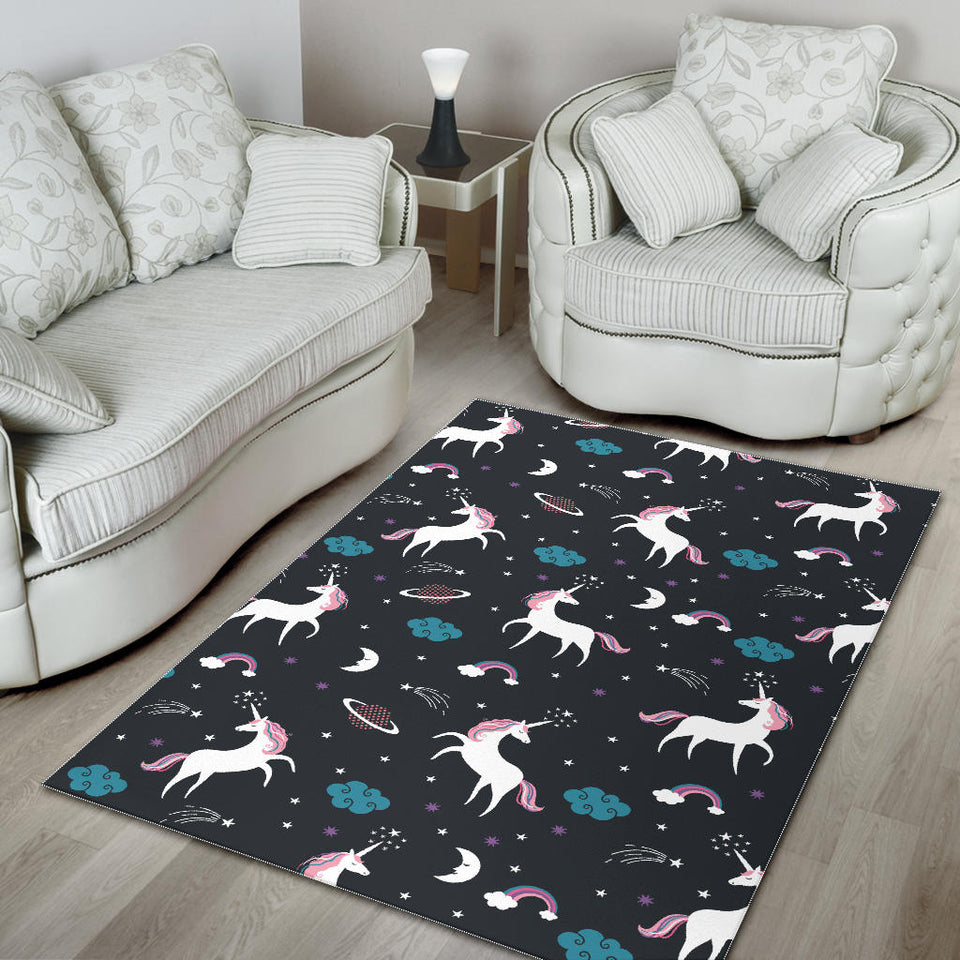 Unicorn Rainbows Moon Clound Star Pattern Area Rug