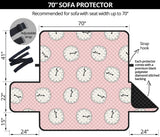 Clock pattern pink blackground Sofa Cover Protector