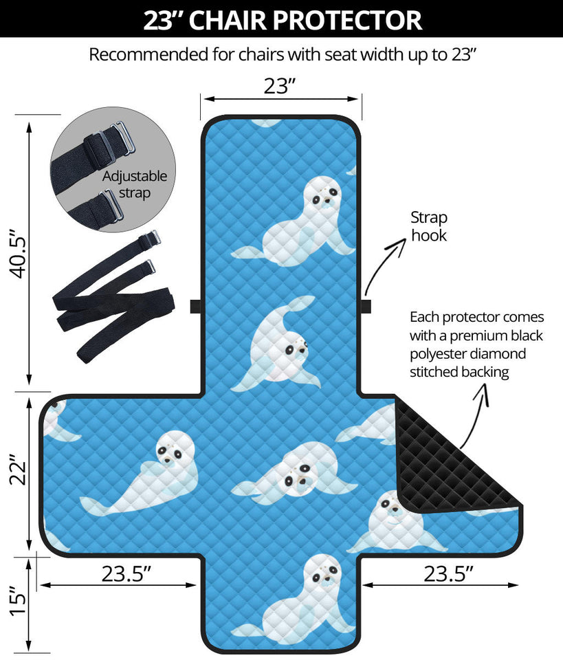 Cute sea lion seal pattern background Chair Cover Protector